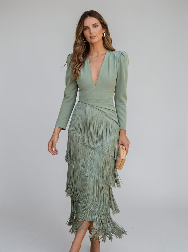 Rylanya - Rochie Elegantă Cu Franjuri