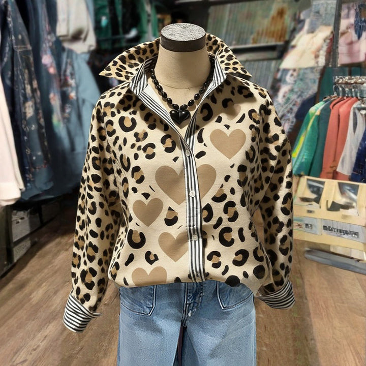 Leonira - Bluză Vintage Cu Imprimeu Leopard