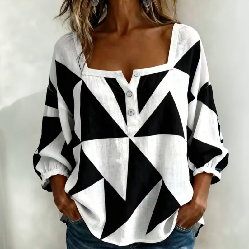 Mayuri  - Bluză Casual cu Imprimeu Geometric