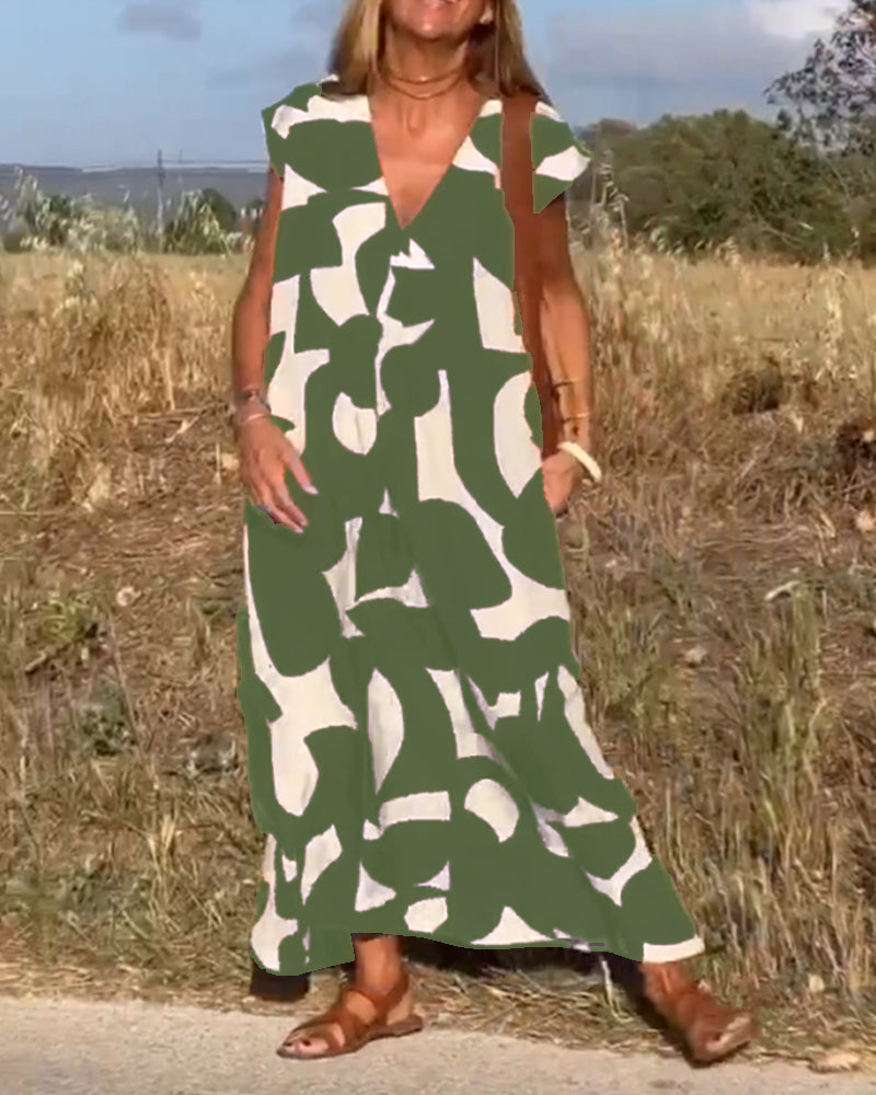 Sarinya - Rochie Imprimată Cu Decolteu In V