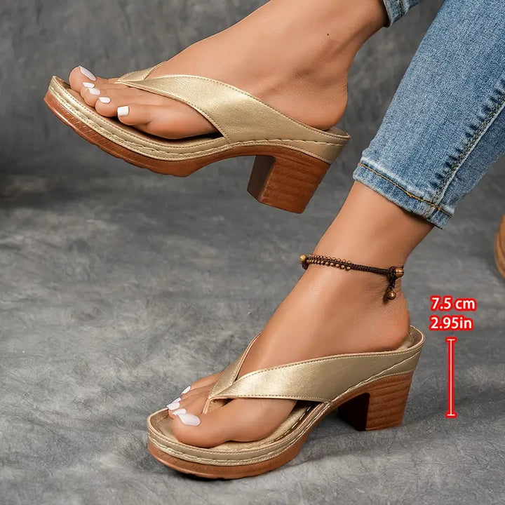 Cinzia - Sandale Confortabile cu Toc Gros