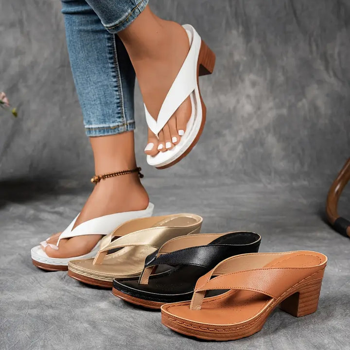Cinzia - Sandale Confortabile cu Toc Gros