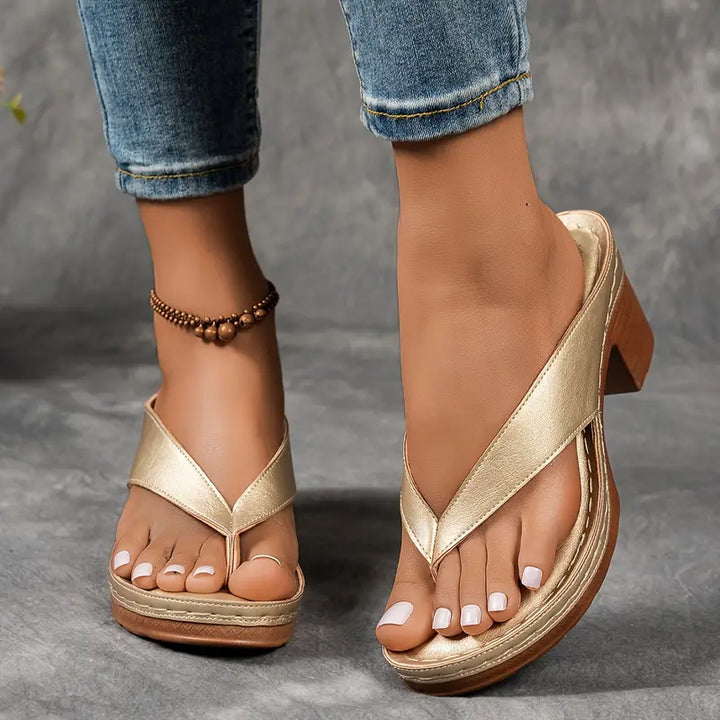 Cinzia - Sandale Confortabile cu Toc Gros
