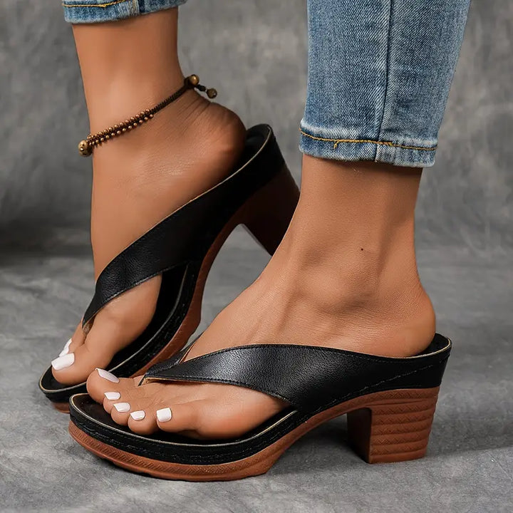 Cinzia - Sandale Confortabile cu Toc Gros
