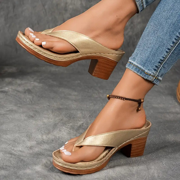 Cinzia - Sandale Confortabile cu Toc Gros