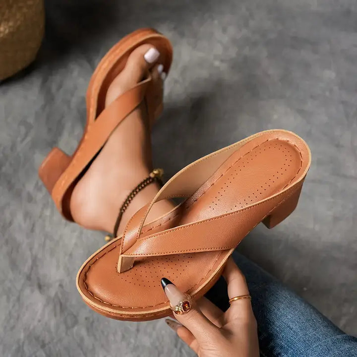 Cinzia - Sandale Confortabile cu Toc Gros