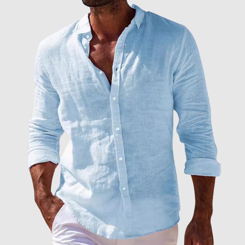Derrik - Cămașă Elegantă Din in, în Stil Coastal