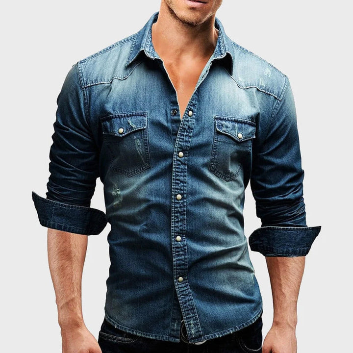 Nemanja - Cămașă Elegantă Din Denim Cu Buzunare