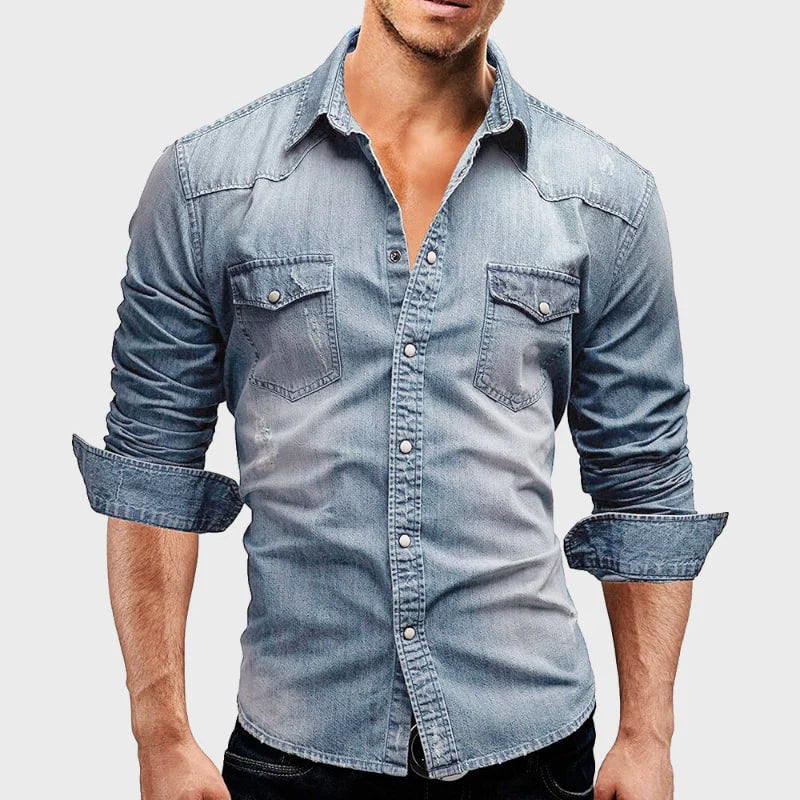 Nemanja - Cămașă Elegantă Din Denim Cu Buzunare