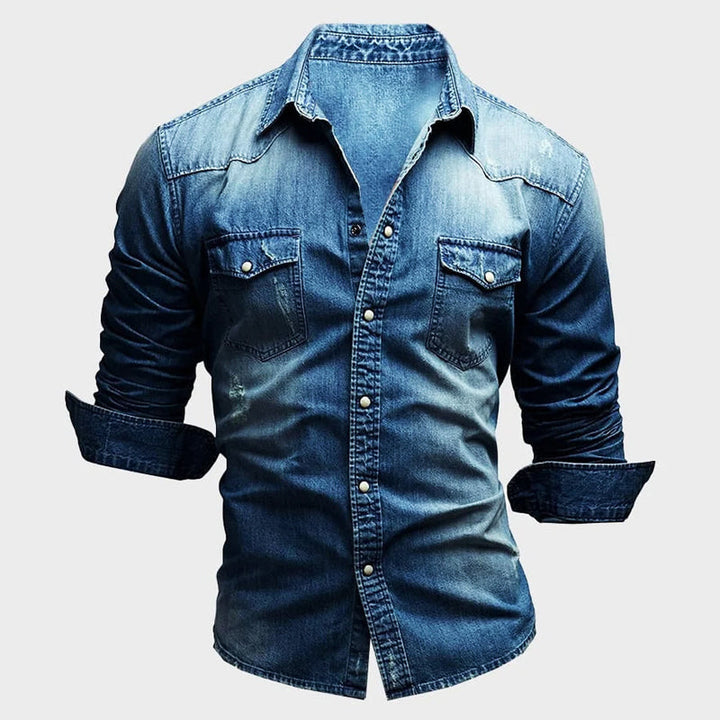 Nemanja - Cămașă Elegantă Din Denim Cu Buzunare