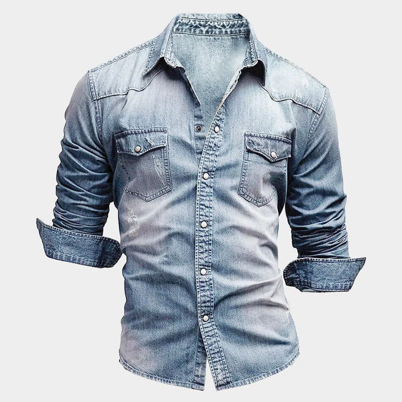 Nemanja - Cămașă Elegantă Din Denim Cu Buzunare