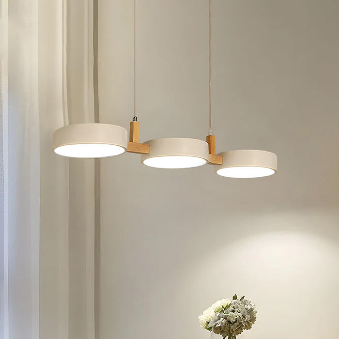 Lumévo - Lampă Suspendată Cilindrică Proiectare Scandinav Din Metal și Lemn