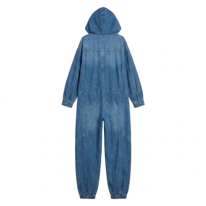 Estielle - Salopetă Din Denim Cu Glugă