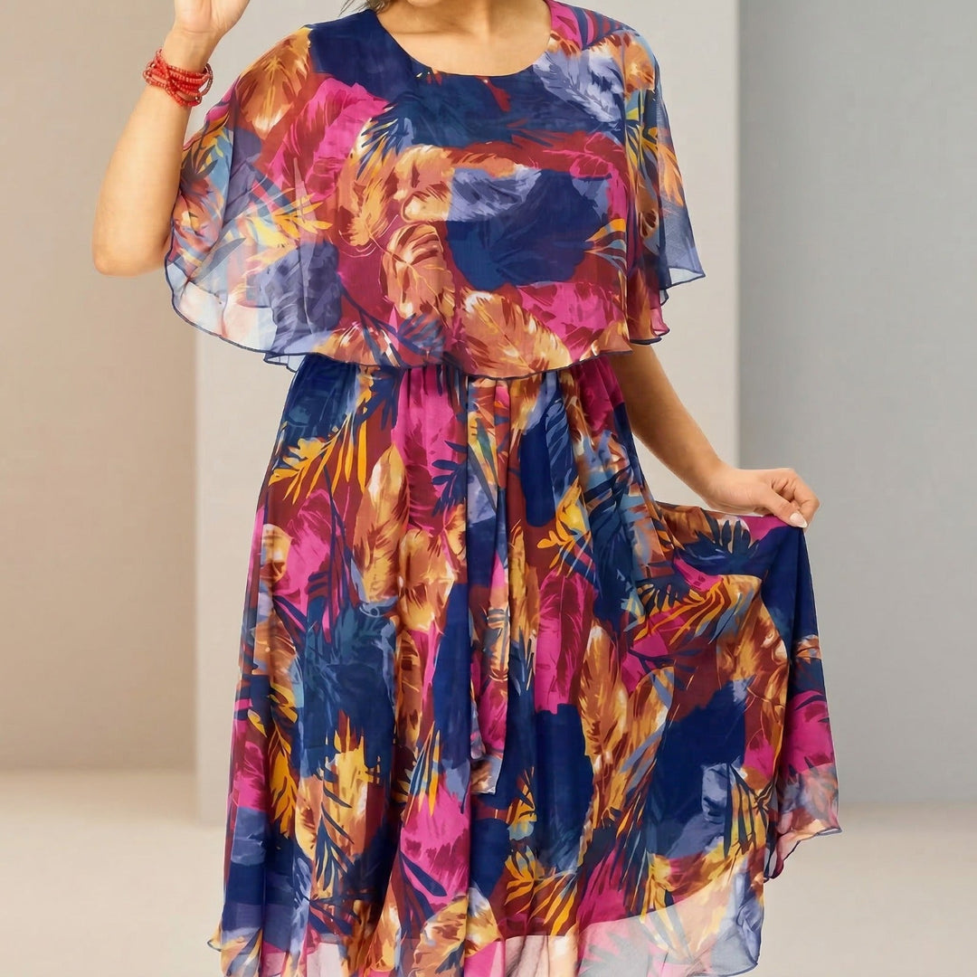 Irenen - Rochie midi din Sifon cu Imprimeu Floral