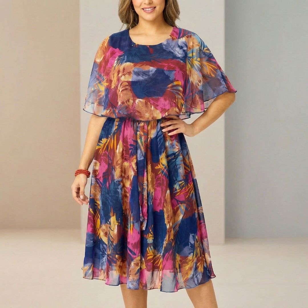 Irenen - Rochie midi din Sifon cu Imprimeu Floral
