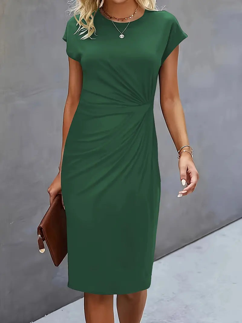 Adelina - Rochie Elegantă Cu Guler Rotund