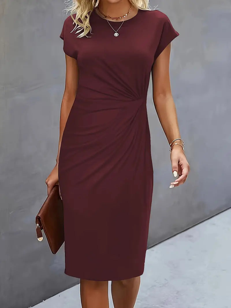 Adelina - Rochie Elegantă Cu Guler Rotund