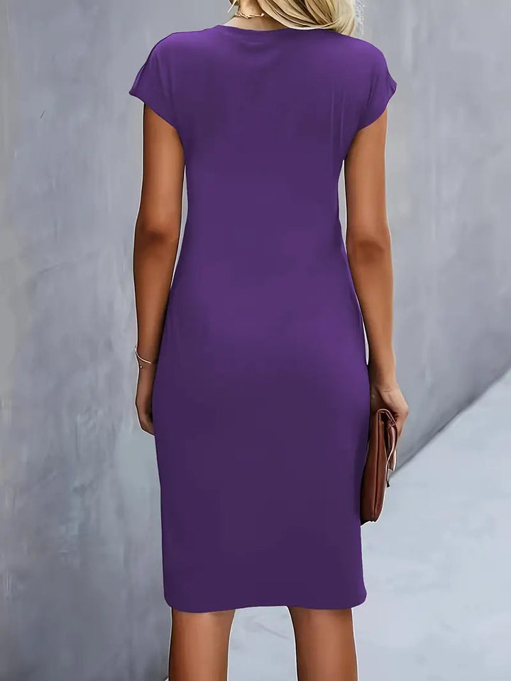 Adelina - Rochie Elegantă Cu Guler Rotund