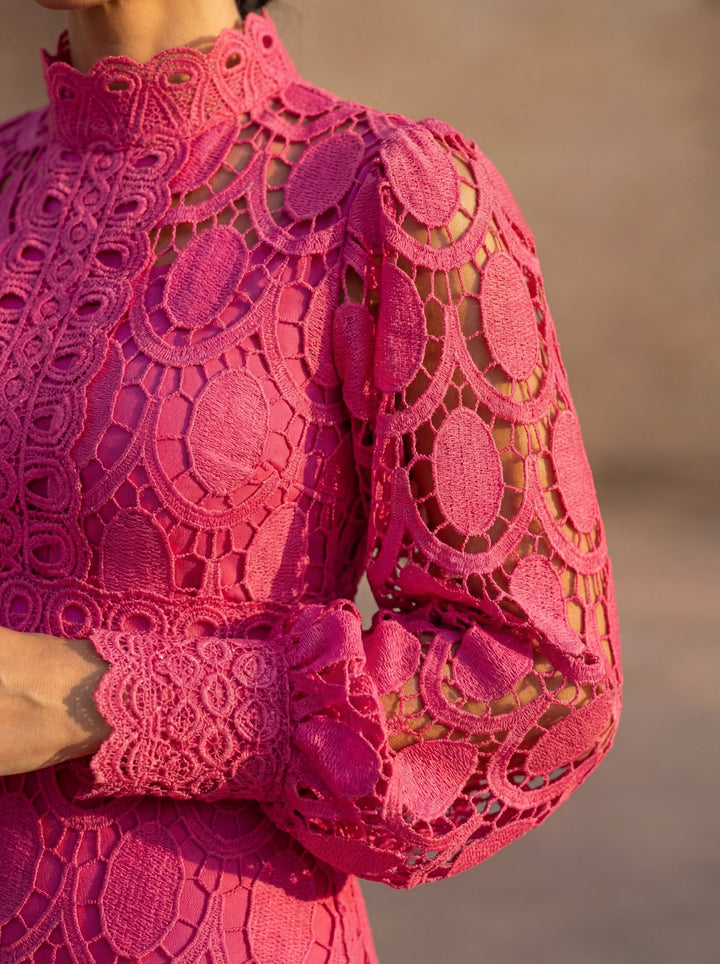 Maelle - Rochie Elegantă Din Dantelă, Cu Mâneci Lungi