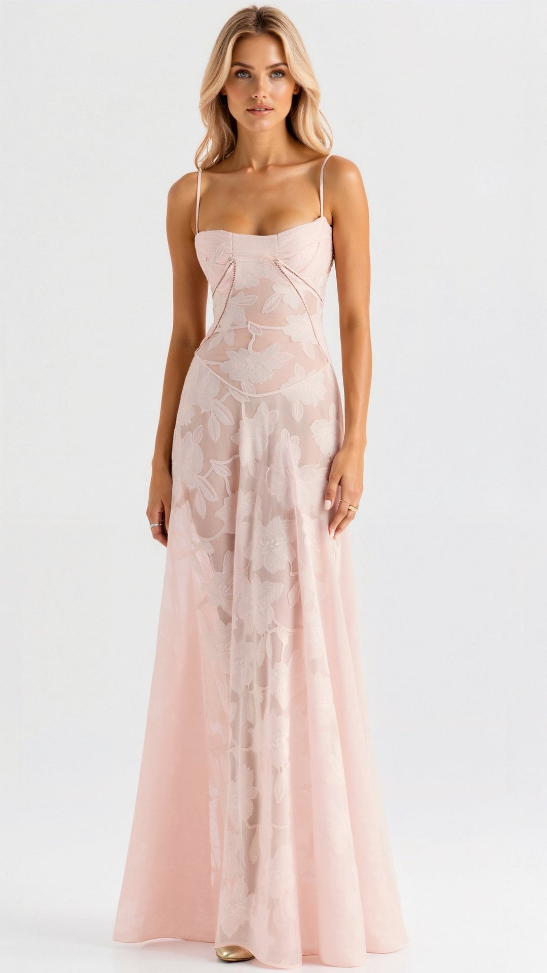 Clarissa - Rochie Lungă Elegantă Cu Dantelă La Spate