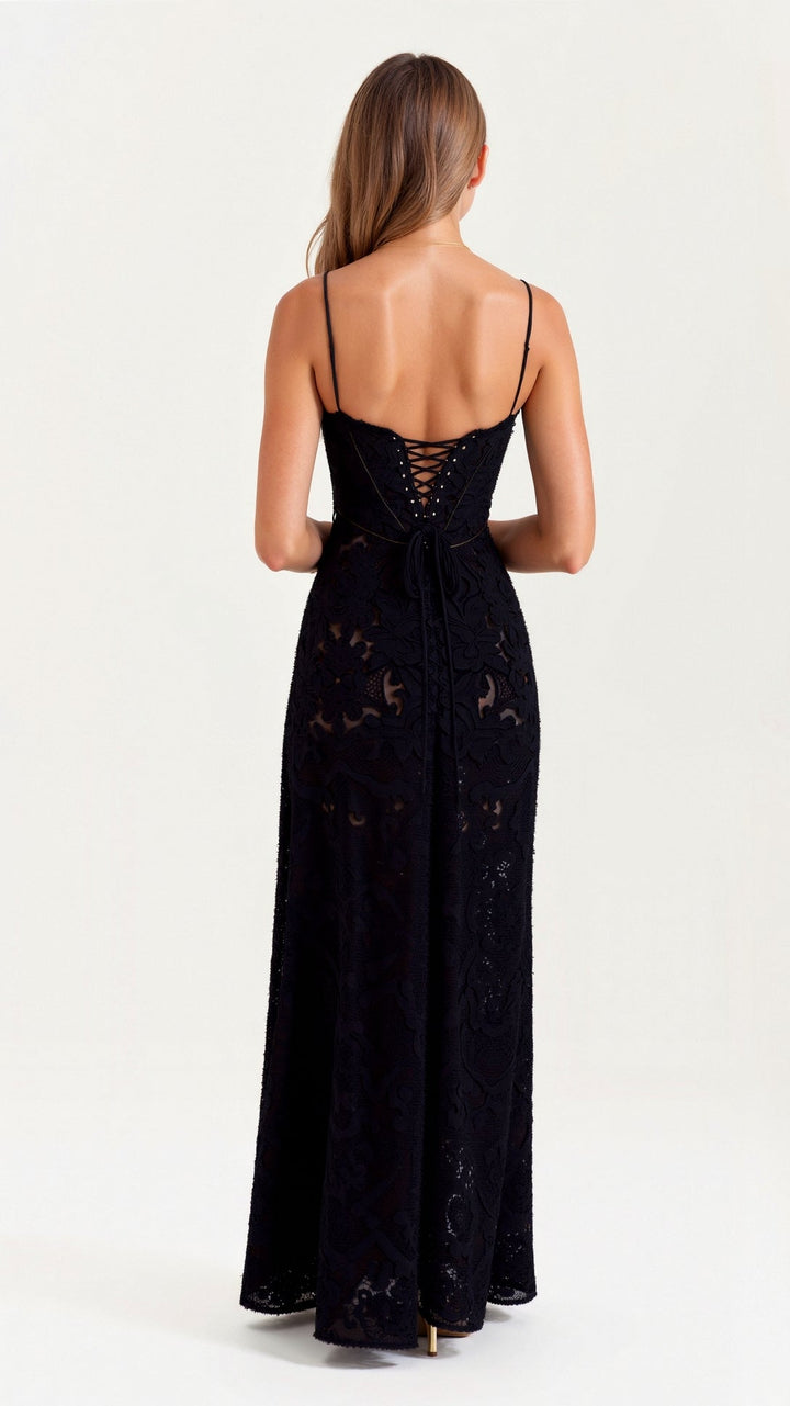 Clarissa - Rochie Lungă Elegantă Cu Dantelă La Spate
