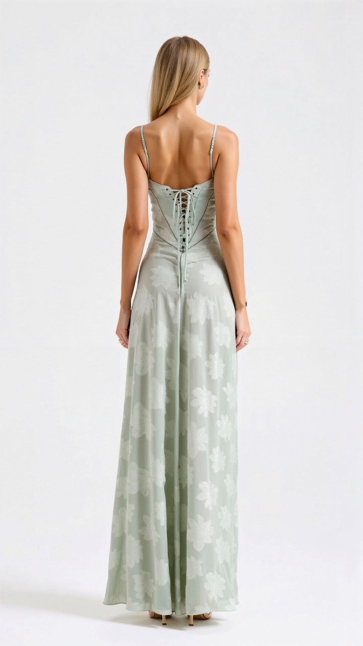 Clarissa - Rochie Lungă Elegantă Cu Dantelă La Spate