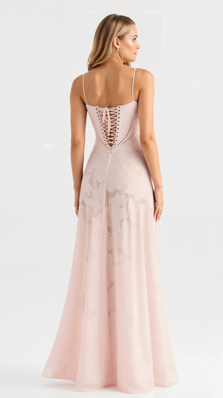 Clarissa - Rochie Lungă Elegantă Cu Dantelă La Spate