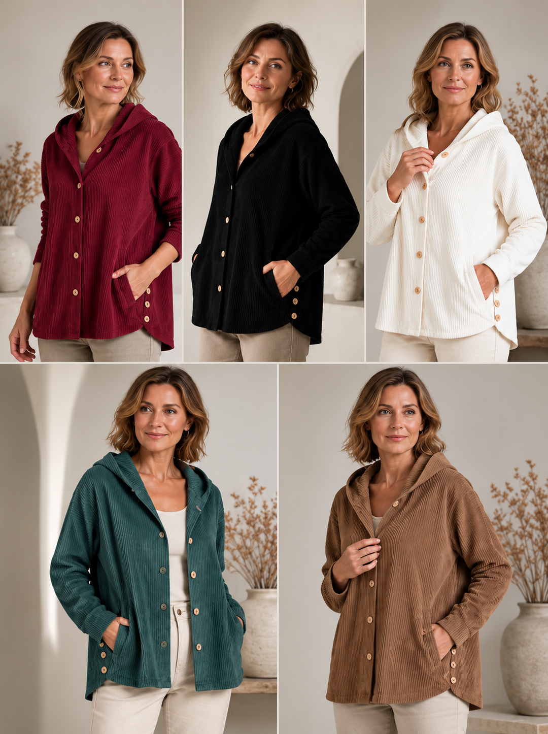 Tezila – Palton Elegant Din Velur Cu Glugă