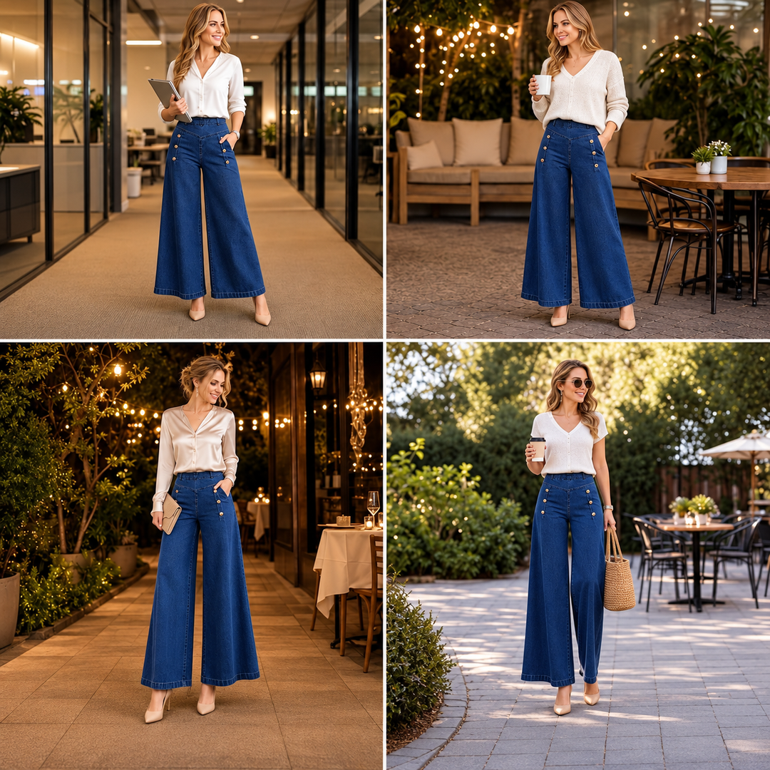 Miniza - Blugi Elastici Cu Nasturi Decorativi