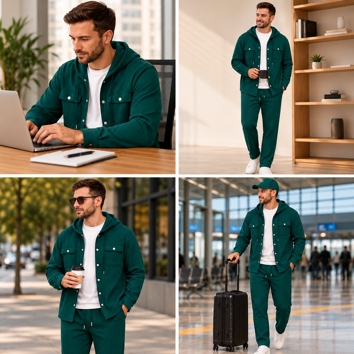 Waylon – Set Compus Din Jachetă Cu Glugă Și Pantaloni Cu Imprimeu Tip Waffle