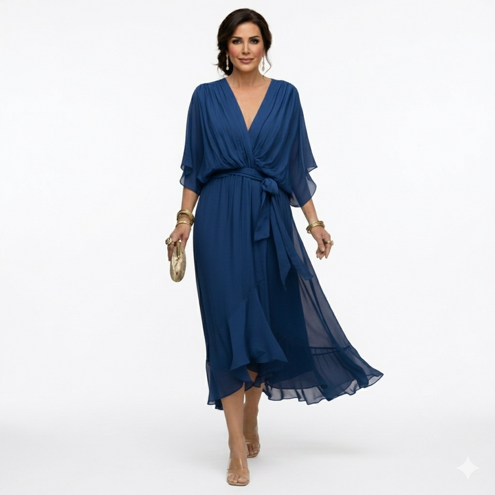 Zagda – Rochie Midi Elegantă Cu Decolteu În V