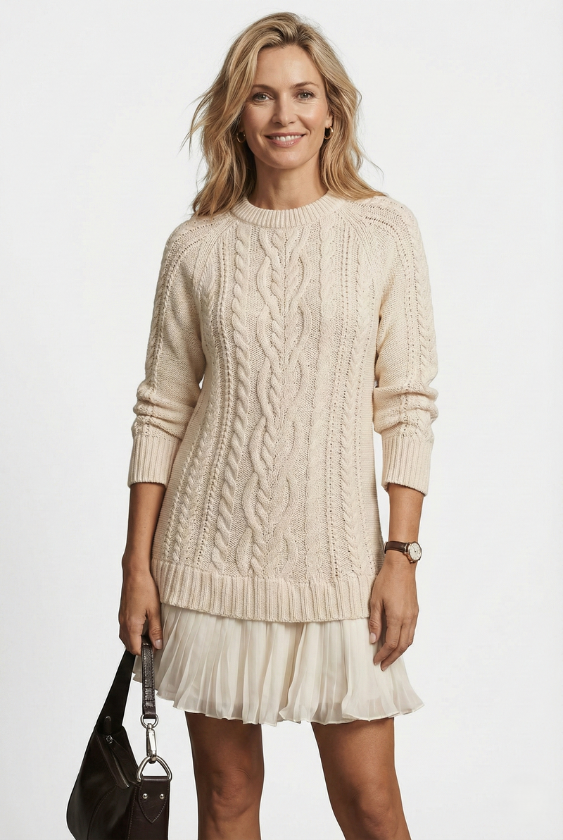 Dilin - Rochie Tricotată Cu Model Impletit
