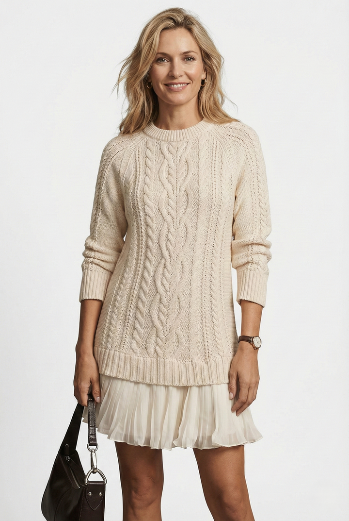 Dilin - Rochie Tricotată Cu Model Impletit