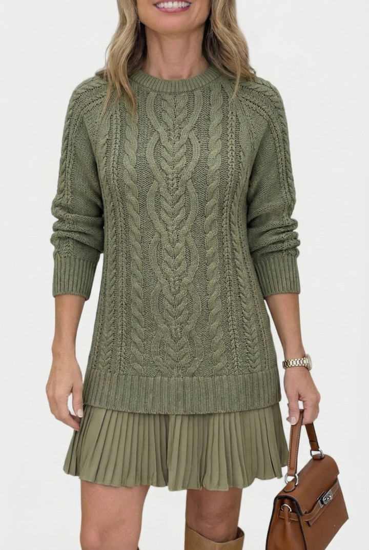 Dilin - Rochie Tricotată Cu Model Impletit