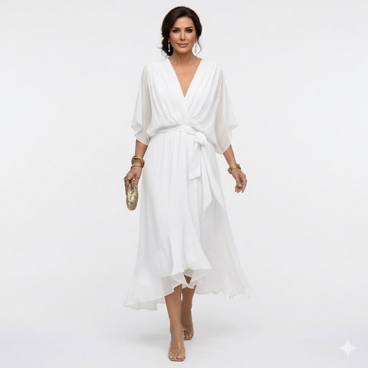 Zagda – Rochie Midi Elegantă Cu Decolteu În V