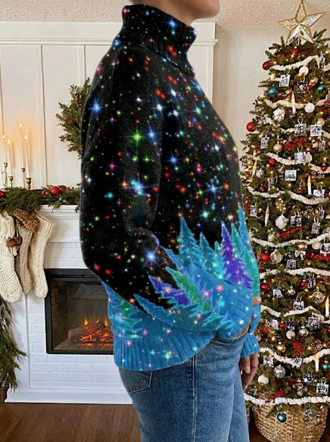 Helda - Pulover De Crăciun Cu Imprimeu în Formă De Stea