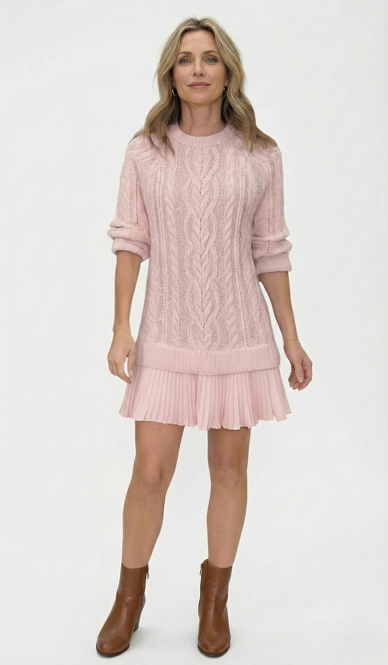 Dilin - Rochie Tricotată Cu Model Impletit