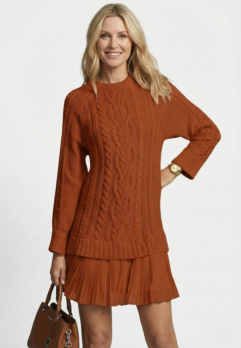 Dilin - Rochie Tricotată Cu Model Impletit