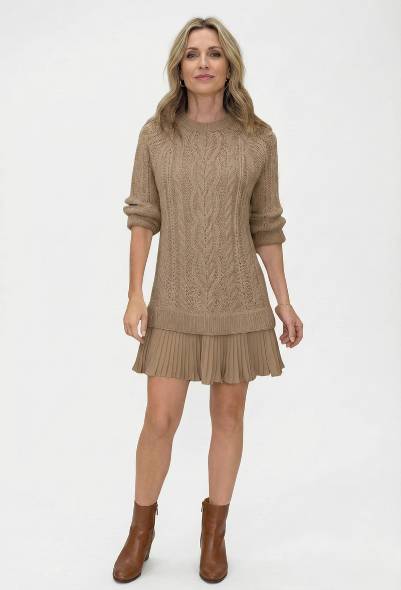Dilin - Rochie Tricotată Cu Model Impletit