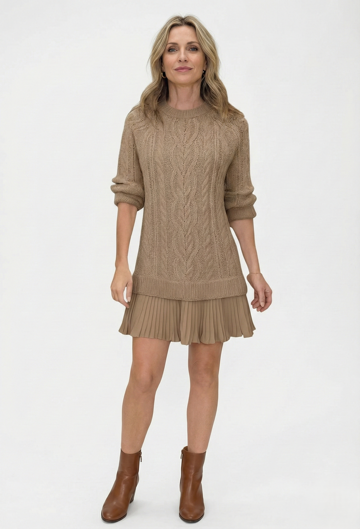 Dilin - Rochie Tricotată Cu Model Impletit