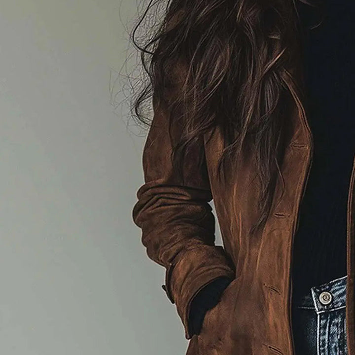 Philippa - Palton Vintage Din Piele Intoarsă