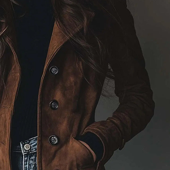 Philippa - Palton Vintage Din Piele Intoarsă