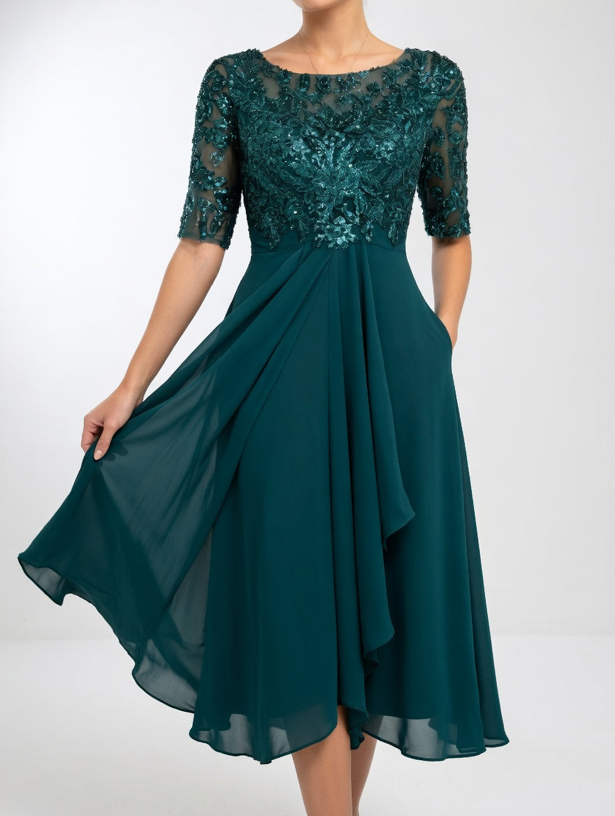 Zerda – Rochie Midi Elegantă Din Dantelă