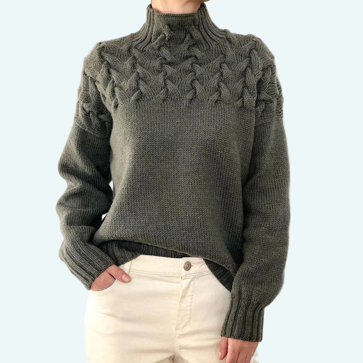 Farrah - Pulover Elegant Cu Guler înalt Tricotat
