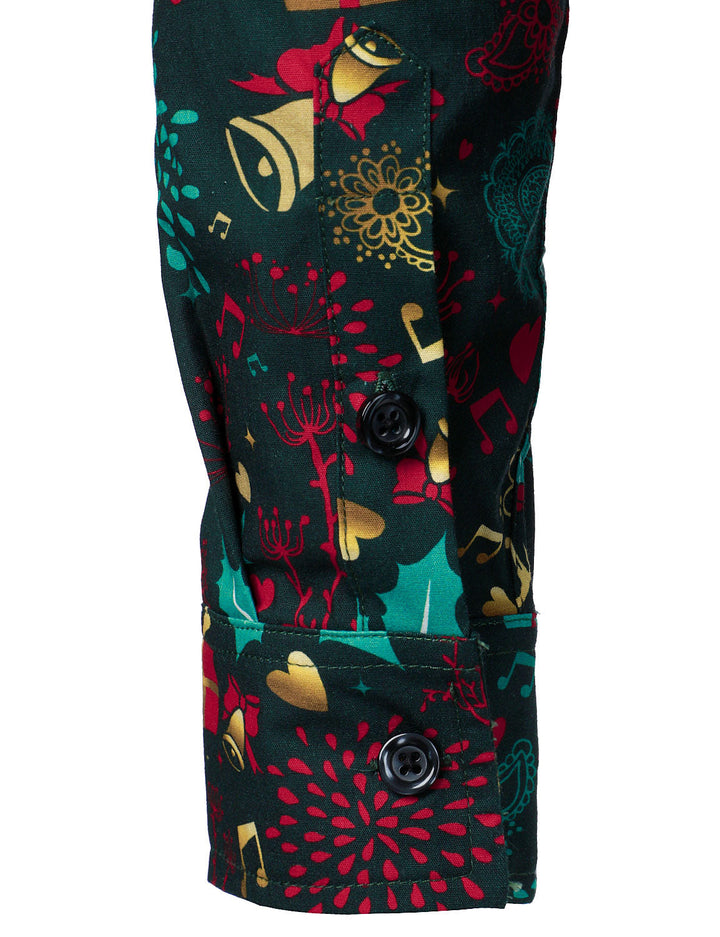 Victor - Cămașă de Bumbac cu Mâneci lungi Pentru Bărbați, cu reni de Crăciun