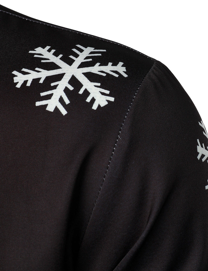 Mathan - Cămașă neagră cu Mâneci Lungi și Nasturi Pentru Bărbați, cu Imprimeu Amuzant cu Moș Crăciun