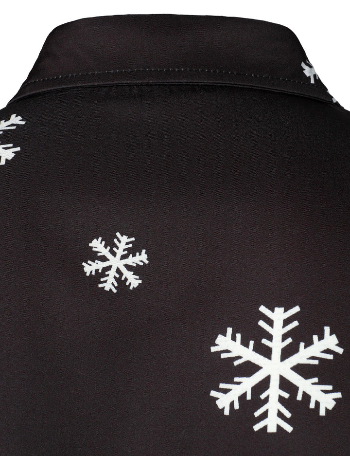 Mathan - Cămașă neagră cu Mâneci Lungi și Nasturi Pentru Bărbați, cu Imprimeu Amuzant cu Moș Crăciun