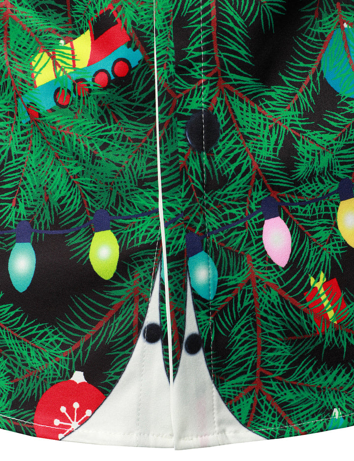 Gason - Cămașă cu mâneci lungi Pentru Bărbați, cu Imprimeu Camuflaj brad de Crăciun, Croială Normală, Tinută Tematică