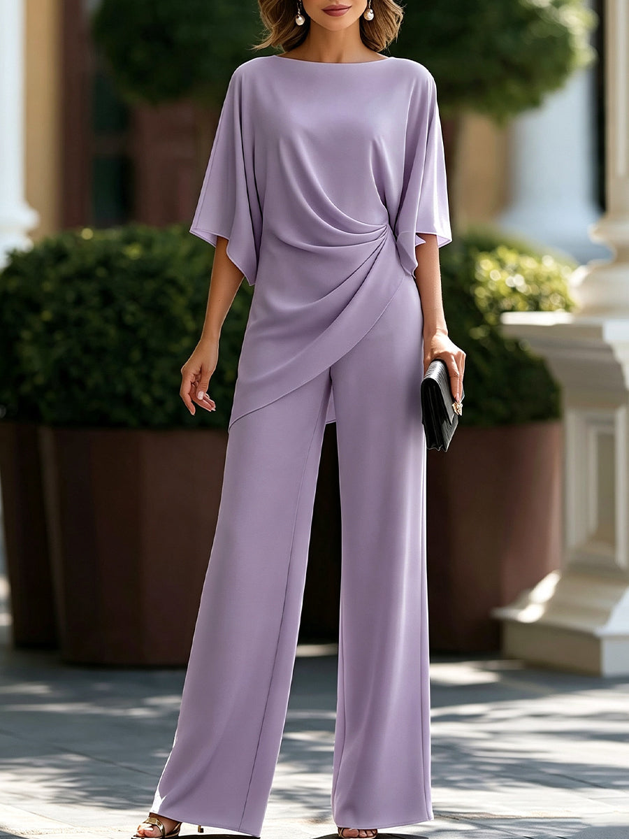 Siala – Bluză drapată și pantaloni cu croi larg