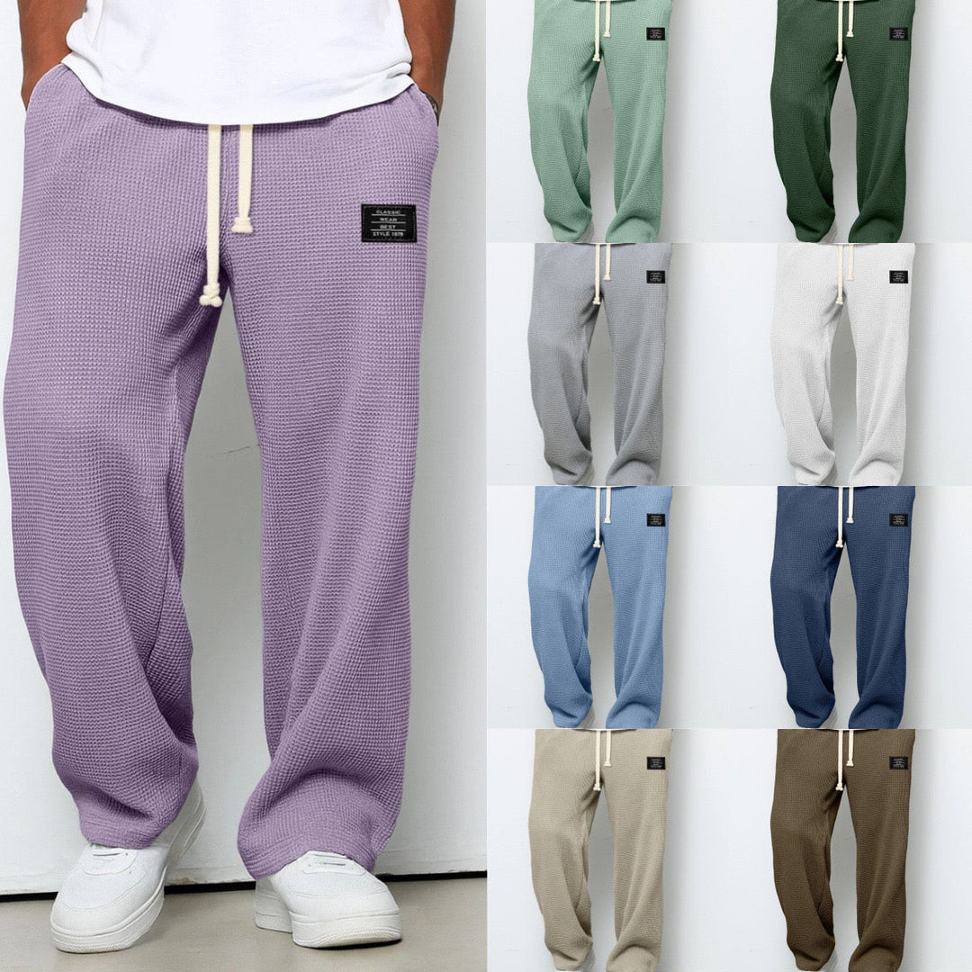 Daved - Pantaloni Casual Din Tricot Waffle Cu șnur